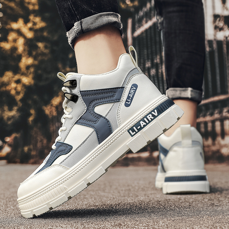 Boots For Men 2024 New High Top Casual Martin Boots For Men And Winter White Shoes Mid Top Height Increasing Workwear Boots