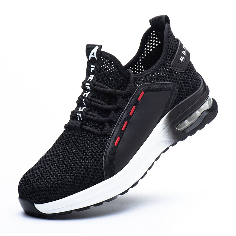 New fashion summer ultra light air cushion cushioning breathable mesh safety shoes with anti-smash steel toe