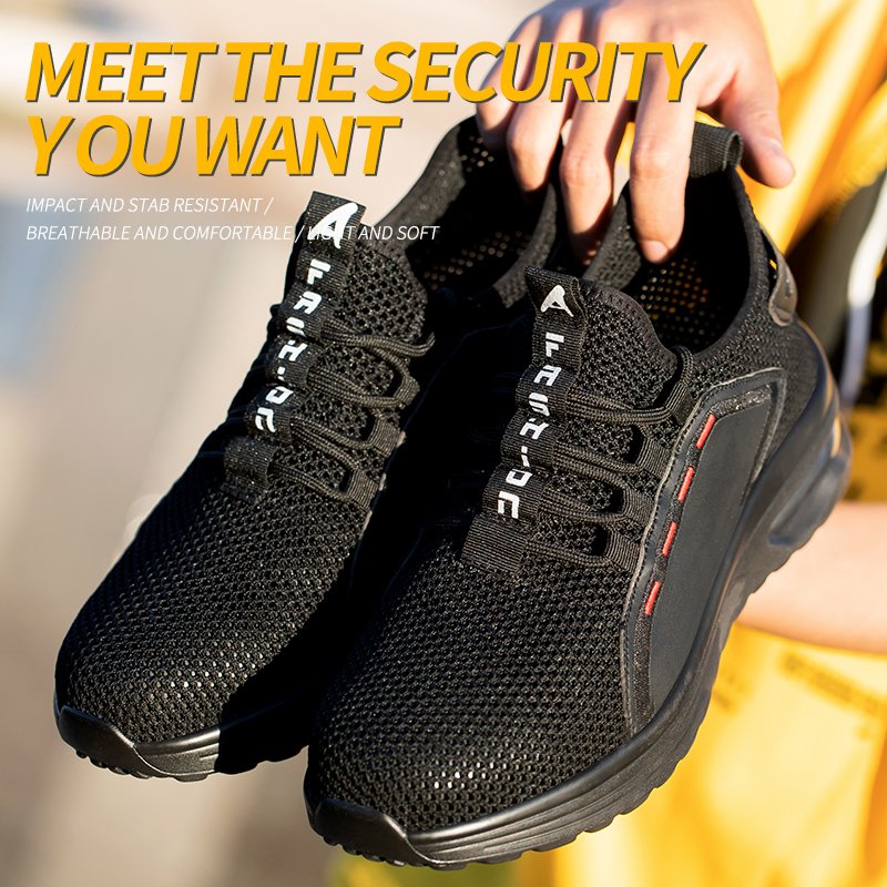 New fashion summer ultra light air cushion cushioning breathable mesh safety shoes with anti-smash steel toe