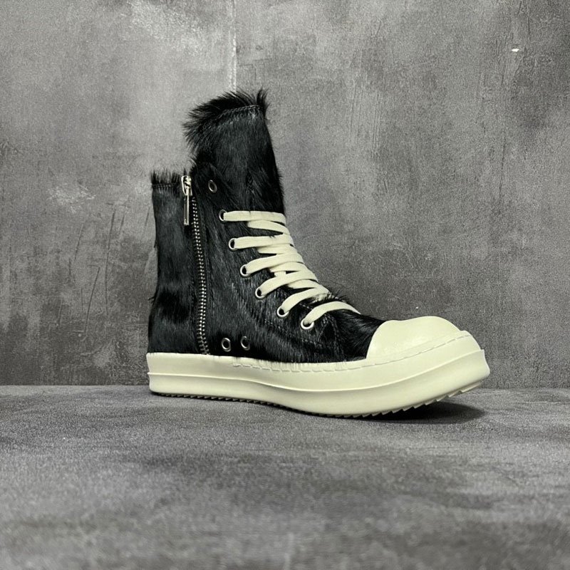 Top quality black high top casual shoes women flat walking style shoes fashion horsehair boots shoes men