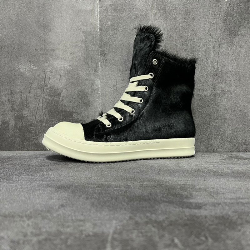Top quality black high top casual shoes women flat walking style shoes fashion horsehair boots shoes men