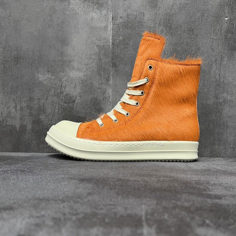 Top quality black high top casual shoes women flat walking style shoes fashion horsehair boots shoes men