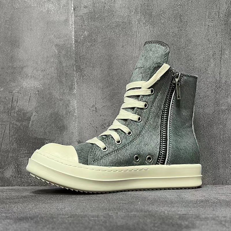 Top quality black high top casual shoes women flat walking style shoes fashion horsehair boots shoes men