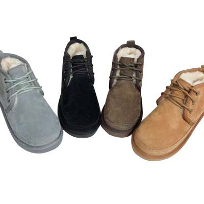 Men's women's kids yellow red blue brown color sheepskin plush ankle high fur boots