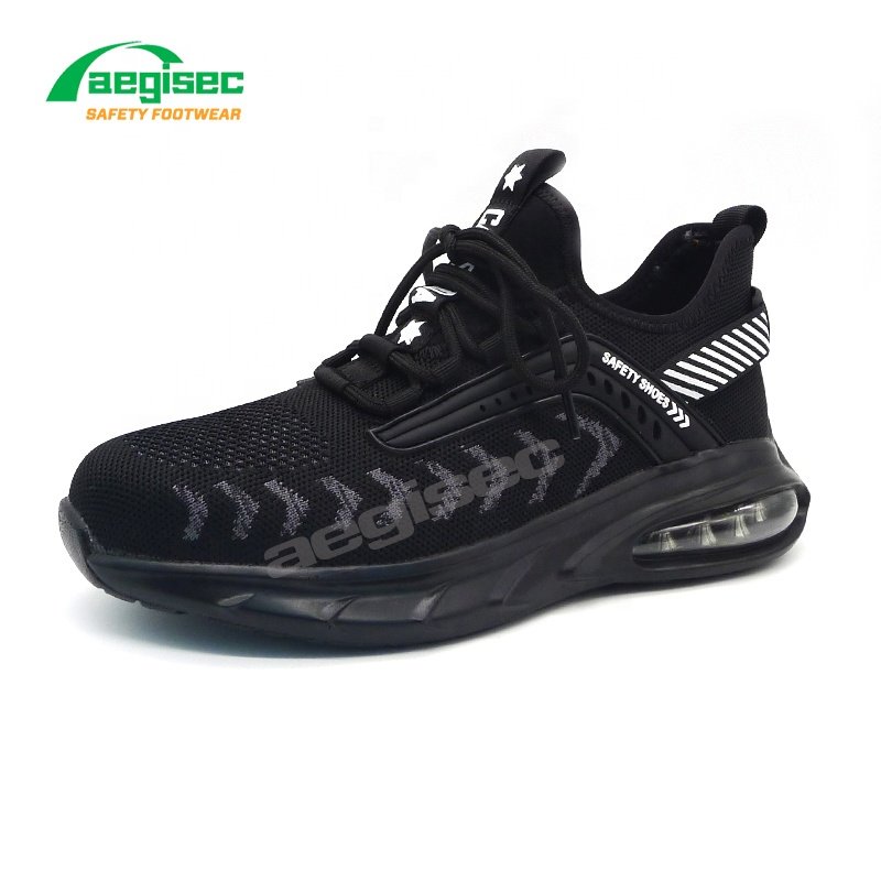 AEGISEC fly knit steel toe work boots air cushion puncture resistant light weight safety shoes for men