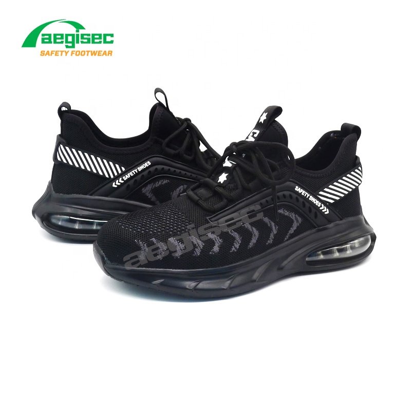 AEGISEC fly knit steel toe work boots air cushion puncture resistant light weight safety shoes for men