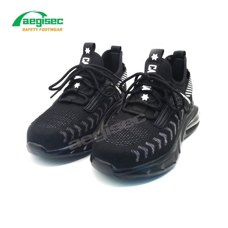 AEGISEC fly knit steel toe work boots air cushion puncture resistant light weight safety shoes for men
