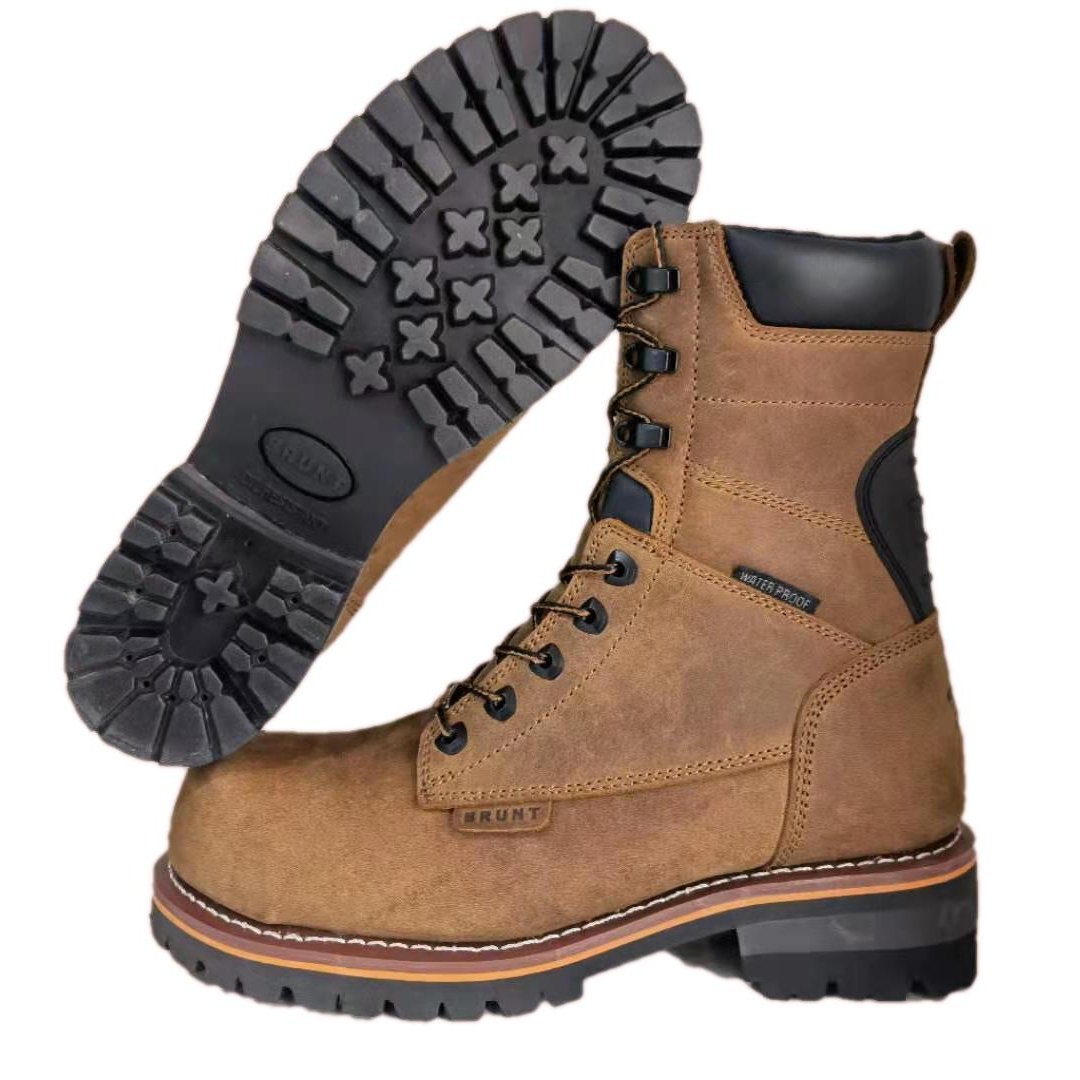 High quality Lace up Logger boots with steel toe good year welted work boots EH Slip Resistant outsole work boots