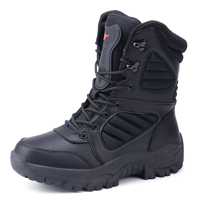 New Outdoor High-top Men Climbing Boots Outdoor Hiking Boots for Men Tactical Training Boots Adult Winter Shoes Rubber Round A09