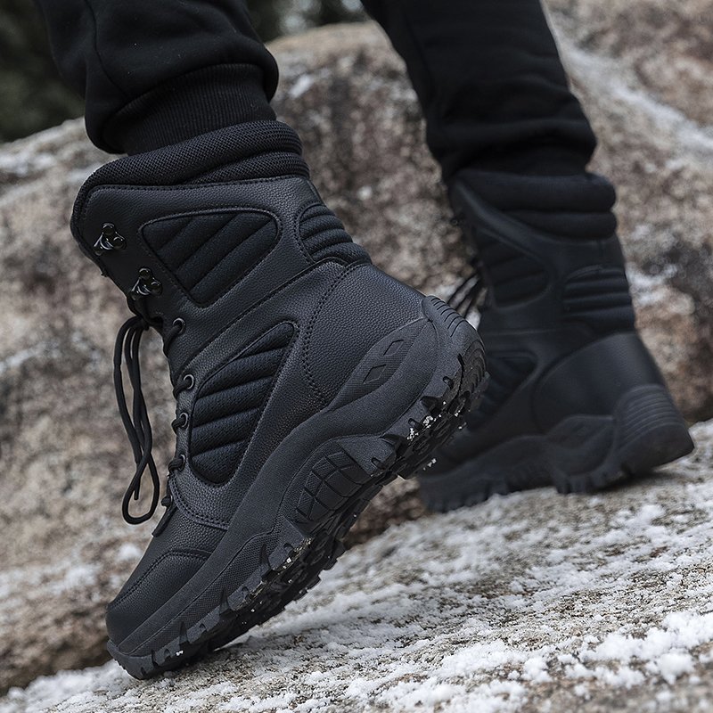 New Outdoor High-top Men Climbing Boots Outdoor Hiking Boots for Men Tactical Training Boots Adult Winter Shoes Rubber Round A09