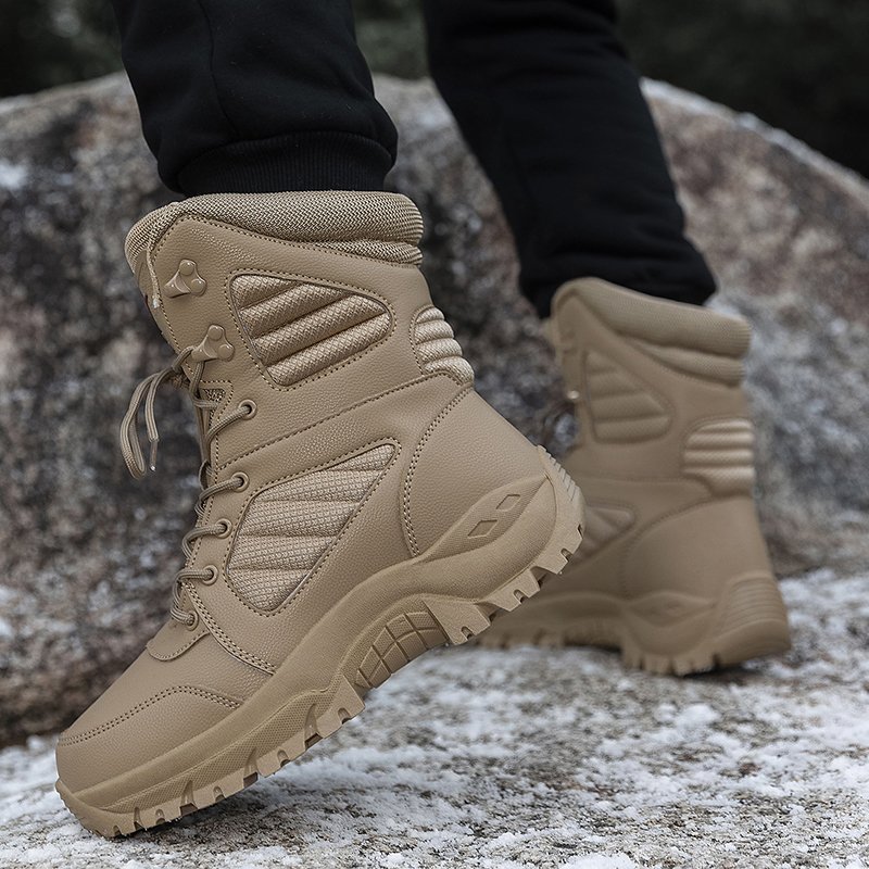 New Outdoor High-top Men Climbing Boots Outdoor Hiking Boots for Men Tactical Training Boots Adult Winter Shoes Rubber Round A09