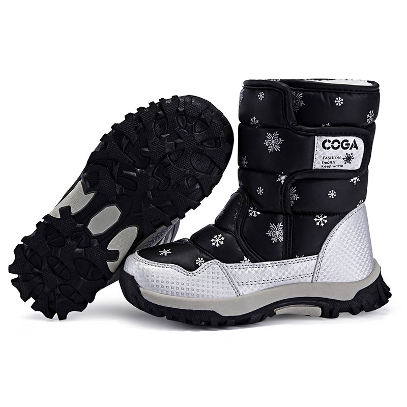 New models pink baby girl boots plush warm waterproof slip-on mid top kids skiing fur shoes bootie full size 27-39 cheap price