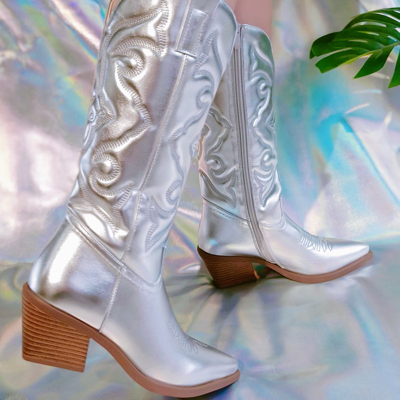Brand Fashion Women Westem Cowboy Boots Mid-Calf Boots Dropshipping Lady New 2024 Autumn Winter Metal Sexy Pumps High Heels INS