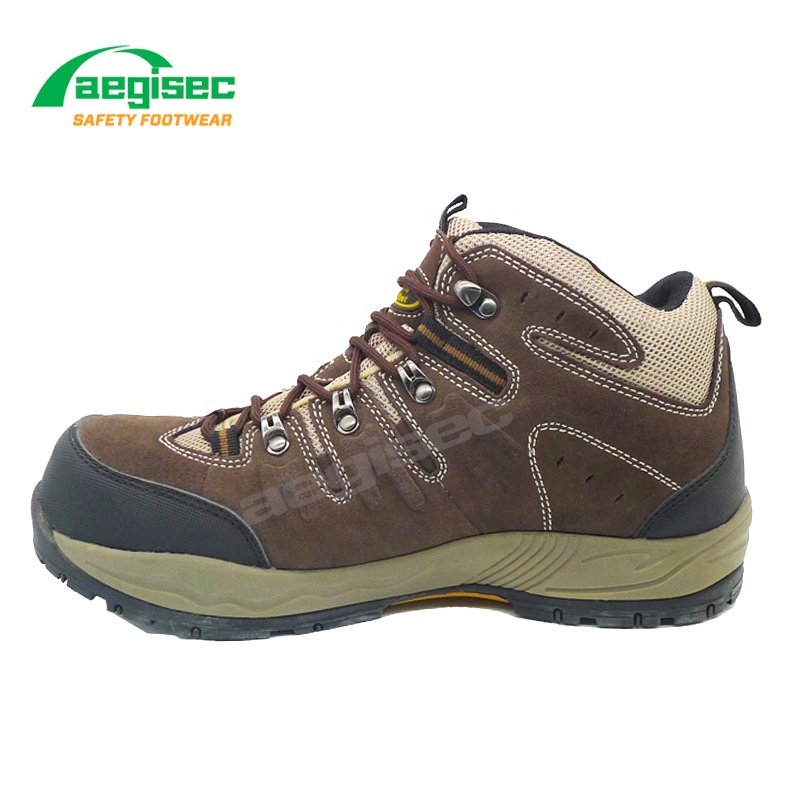 AEGISEC safety sport boot shoes cow suede steel toe light weight slip oil resistant rubber sole work boots men