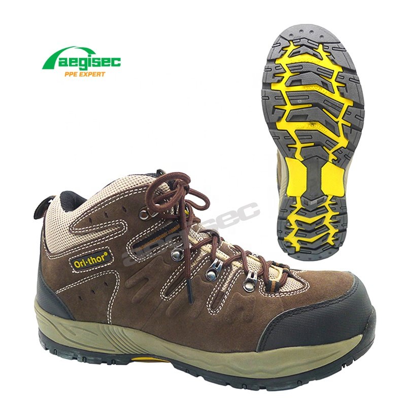 AEGISEC safety sport boot shoes cow suede steel toe light weight slip oil resistant rubber sole work boots men