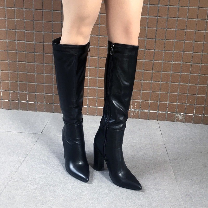2022 Botas De Mujer Fall Knee Length Block Heel New Fashion Leather Knee High Women's Boots