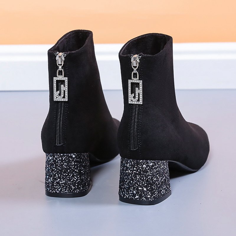 2022 women ankle boots high heel winter microfiber boots for women