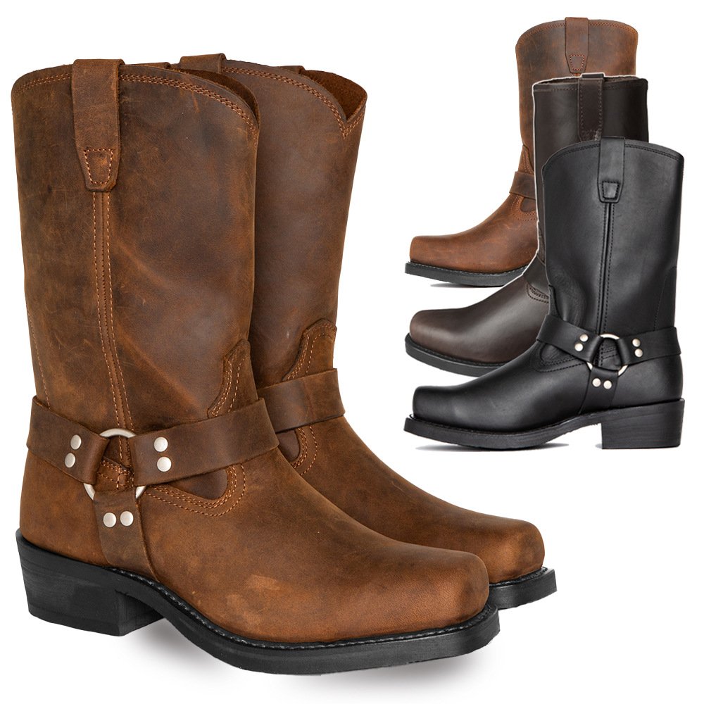 New Style Durable Man Boots Brown PU Leather Western Cowboy Boots Party Wearing Ankle Boots