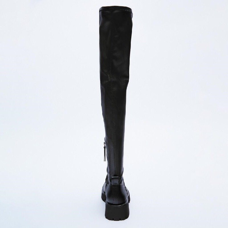 Botas zapatos de mujer Luxury Long Style Black Color Chunky Heel Waterproof Knee High Fall Thigh High Boots