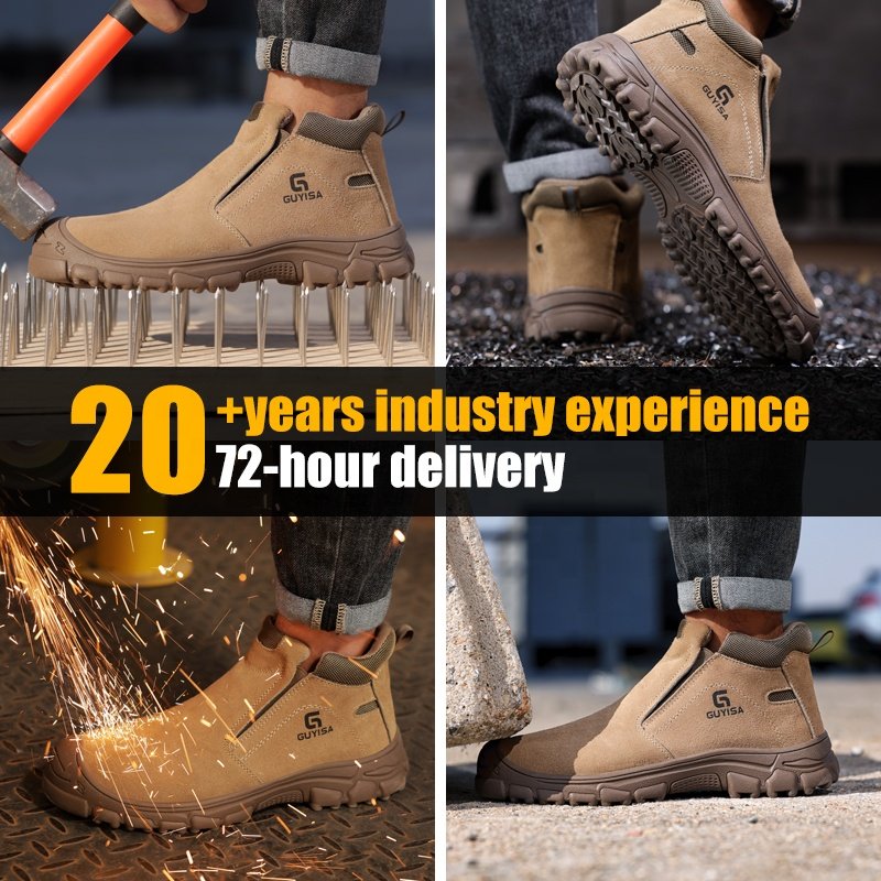 GUYISA Acceptable custom work boot with anti scald European standard steel toe Welder's safety work shoes