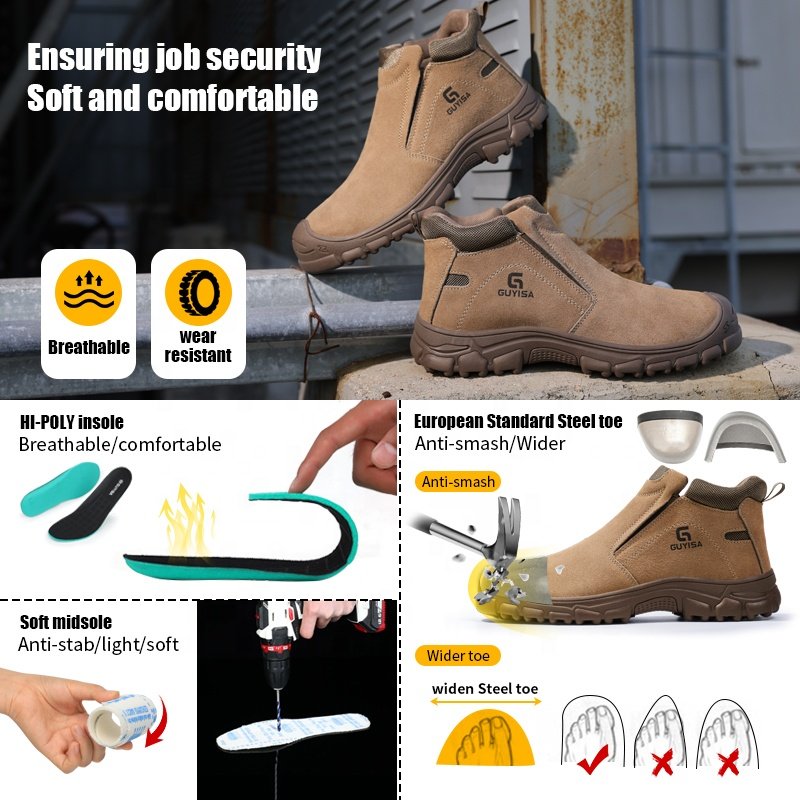 GUYISA Acceptable custom work boot with anti scald European standard steel toe Welder's safety work shoes