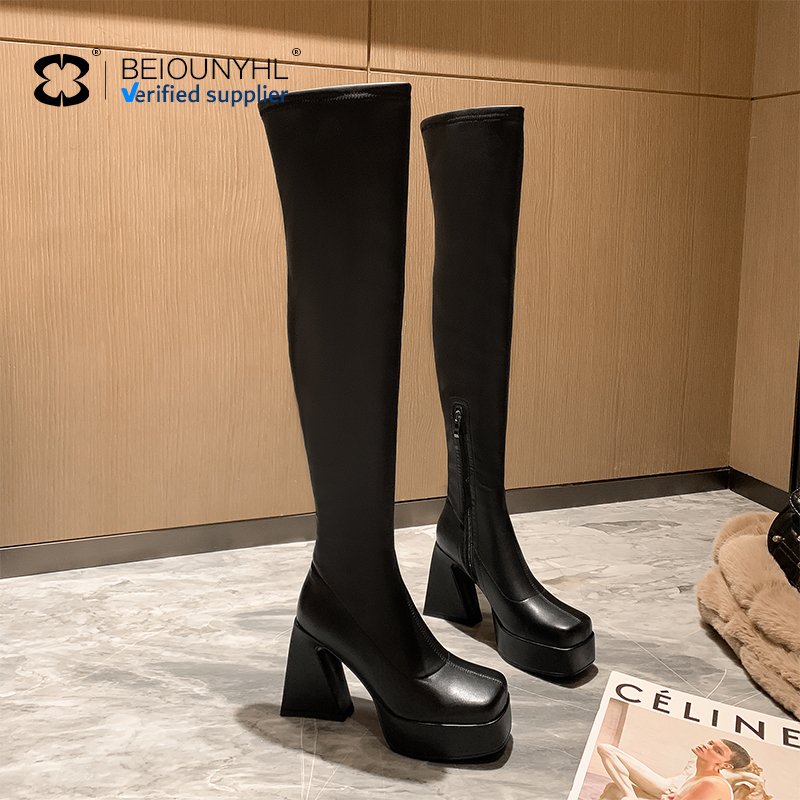 2023 New Plus Size Boots Women Shoes Over The Knee High Boots Block Heels Ladies Platform Designer Shoes Winter Boots For Women