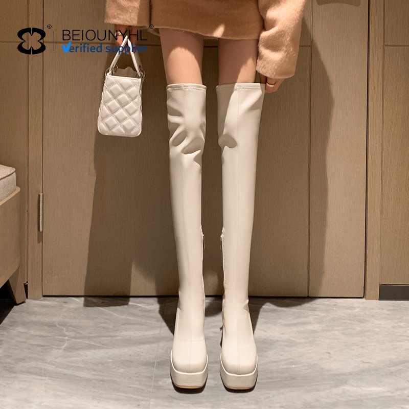 2023 New Plus Size Boots Women Shoes Over The Knee High Boots Block Heels Ladies Platform Designer Shoes Winter Boots For Women