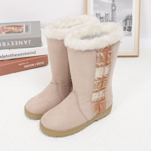 New design nice-looking fluffy winter warm snow boots anti-slip women snow boots