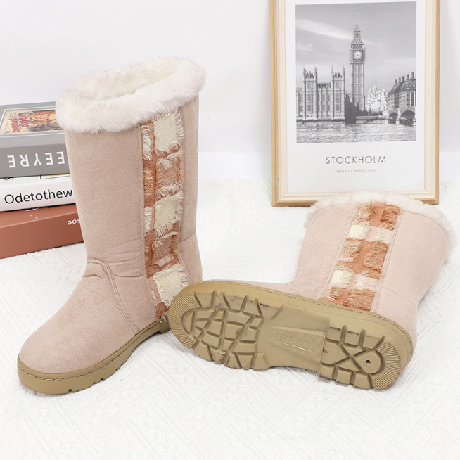 New design nice-looking fluffy winter warm snow boots anti-slip women snow boots