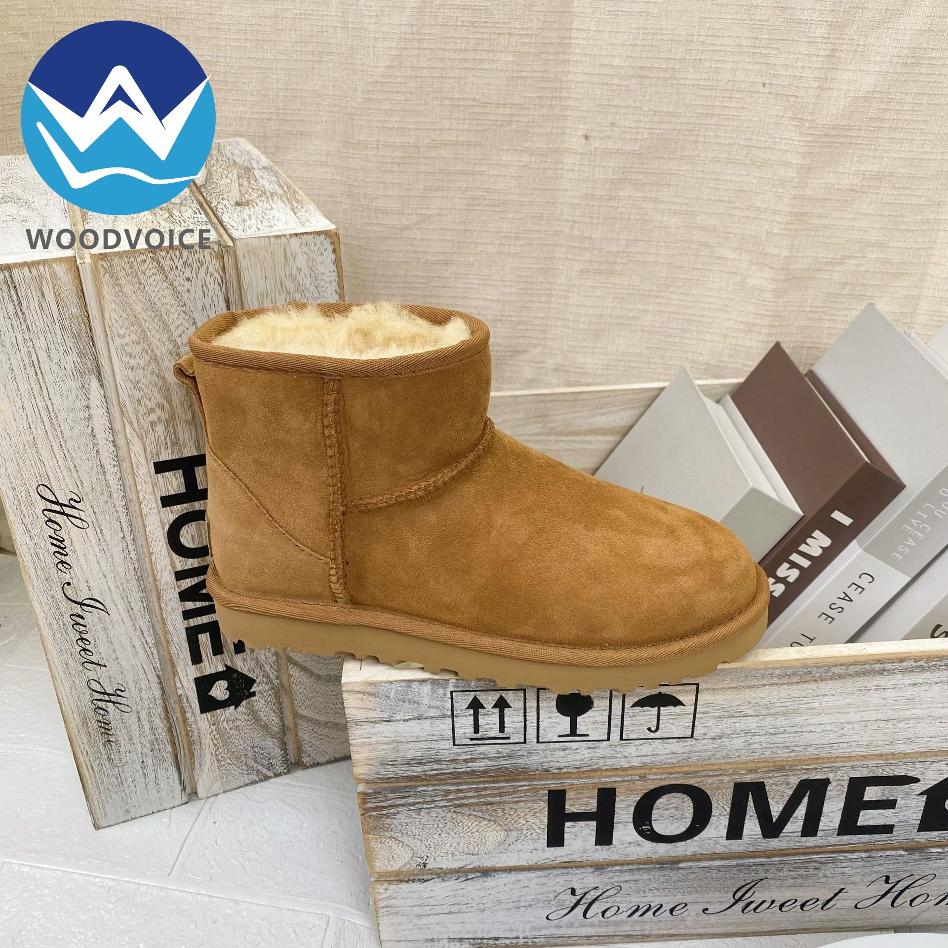 Thick Sole Soft Felt Shoes for Winter Warm Comfortable Women's Petite High Heel Cotton Snow Boots European Style