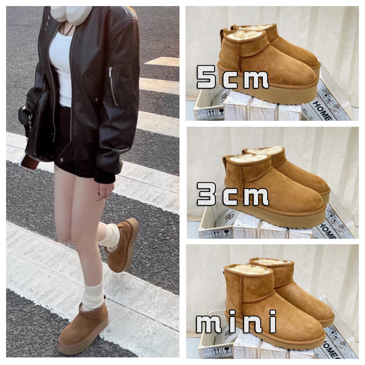 Thick Sole Soft Felt Shoes for Winter Warm Comfortable Women's Petite High Heel Cotton Snow Boots European Style