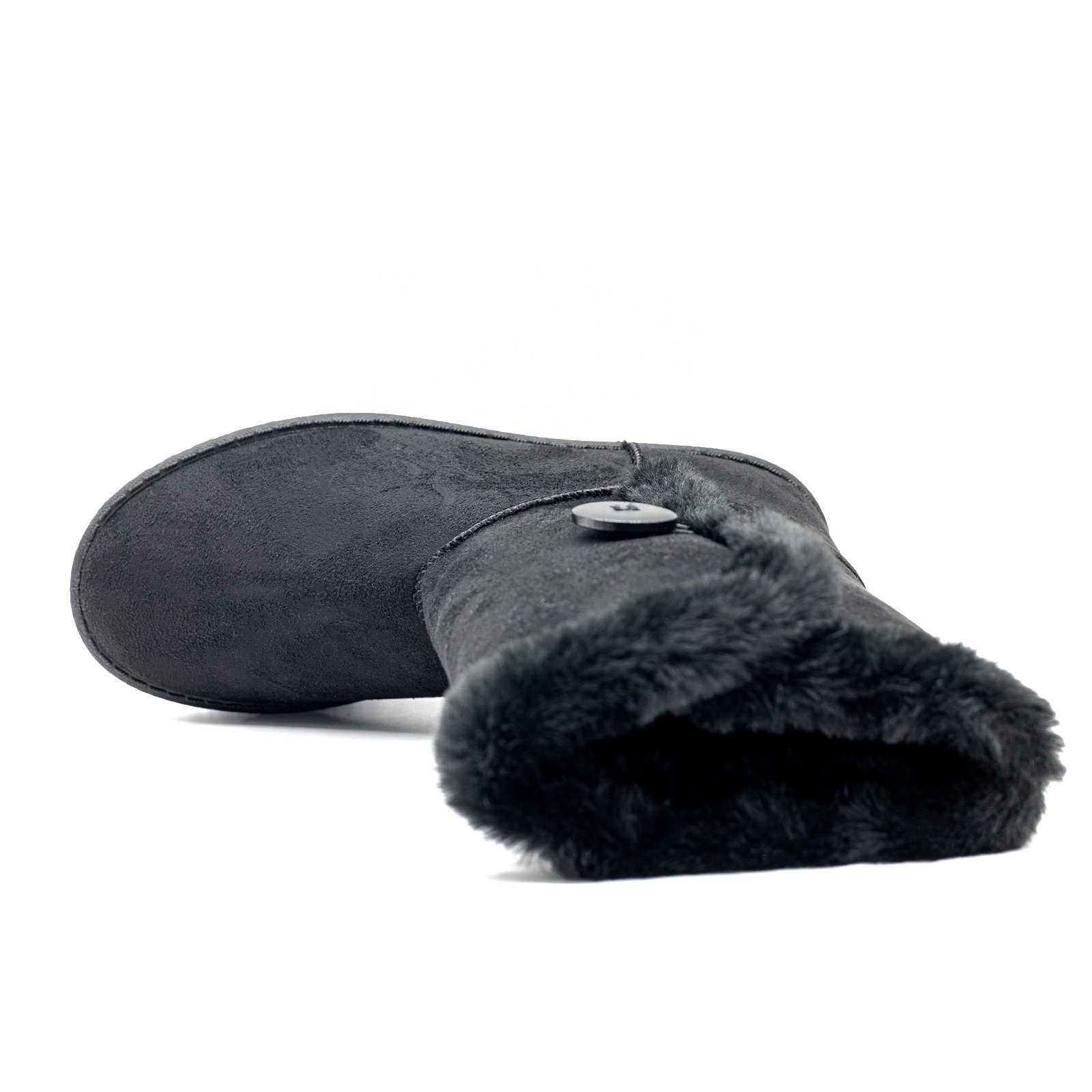 custom wholesale Faux Fur Slides Women Winter Shoes Outdoor Boots Ladies Bow trim Fur collar boots