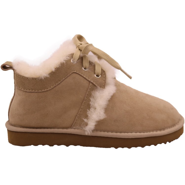 CF-281 Lace Up Ankle Genuine Leather And Lining Sheepskin TPR Sole Winter Men Snow Boots In Boots