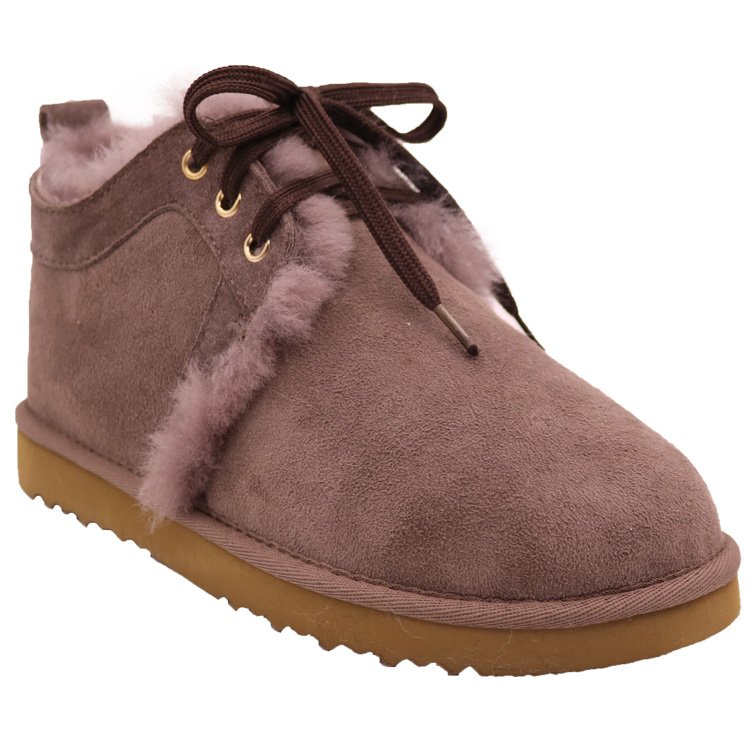 CF-281 Lace Up Ankle Genuine Leather And Lining Sheepskin TPR Sole Winter Men Snow Boots In Boots