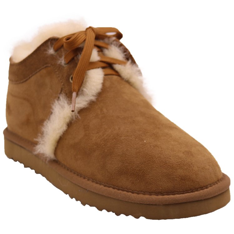 CF-281 Lace Up Ankle Genuine Leather And Lining Sheepskin TPR Sole Winter Men Snow Boots In Boots