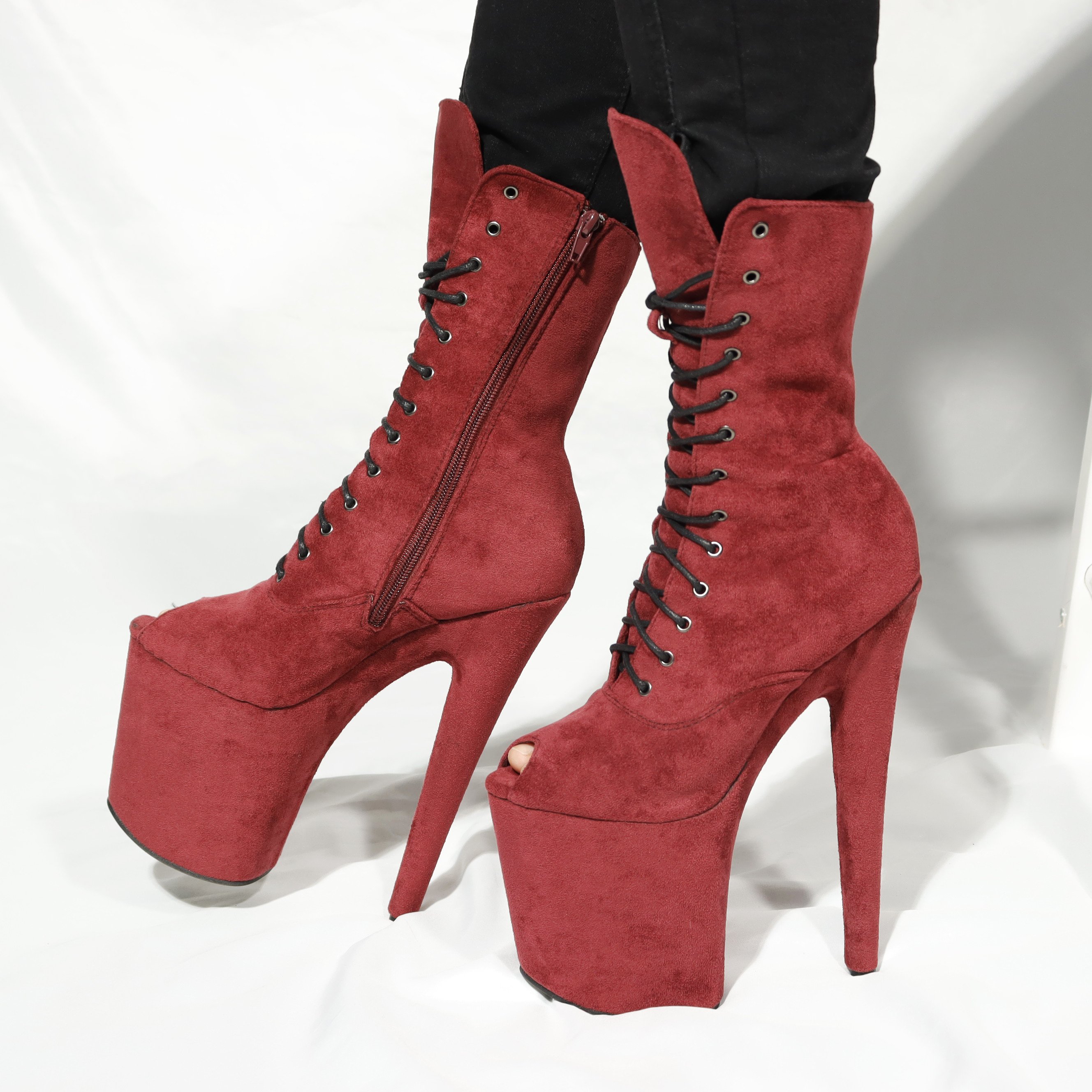 20 cm women Heel shoes Chaussure Femme dance heels strippers peep-toe exotic dance shoes Ankle sexy pole dance Boots shoes women