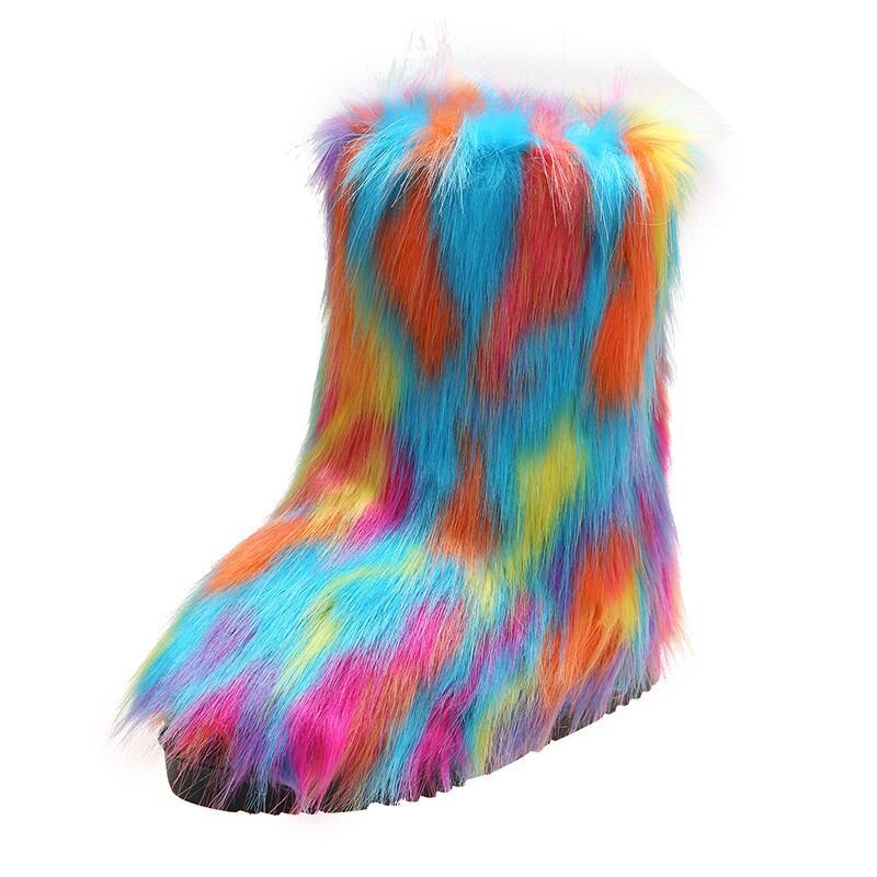 Factory direct Autumn and winter new female outdoor warm anti-skid fur med calf snow boots female