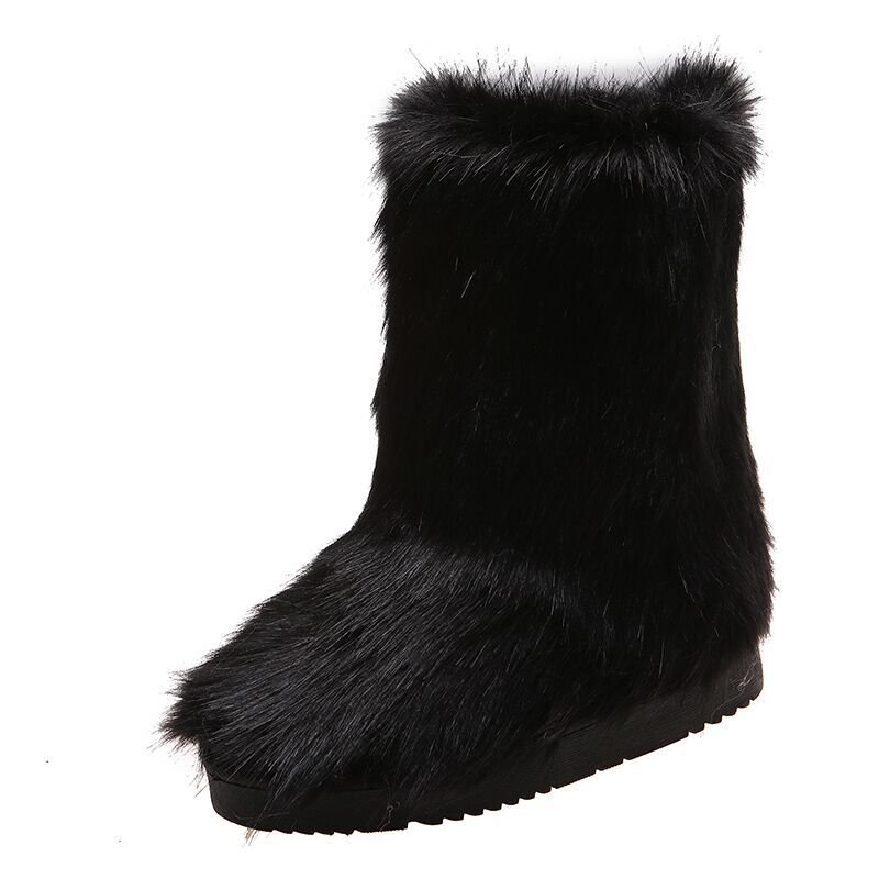 Factory direct Autumn and winter new female outdoor warm anti-skid fur med calf snow boots female