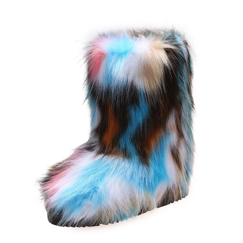 Factory direct Autumn and winter new female outdoor warm anti-skid fur med calf snow boots female