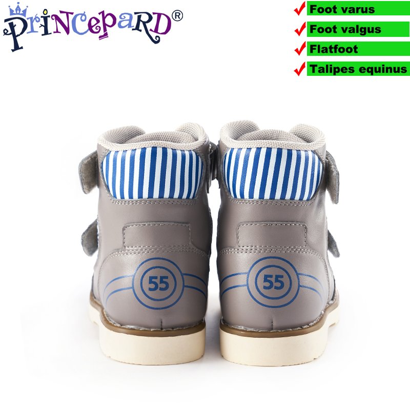 Princepard Orthopedic Children's Shoes with Arch Support Leather for Boys Girls Pink Grey Winter Orthopedic Boots