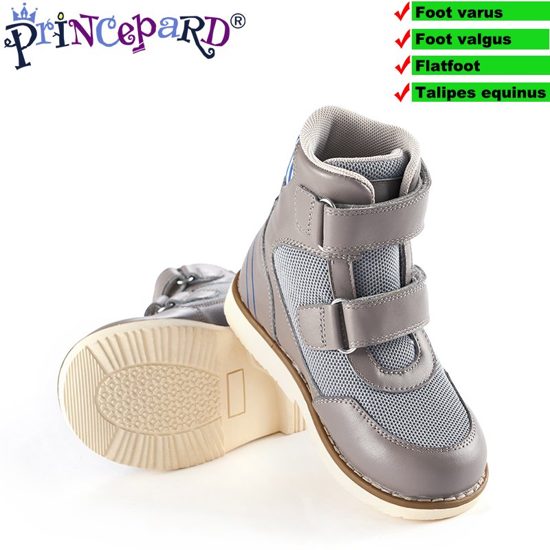Princepard Orthopedic Children's Shoes with Arch Support Leather for Boys Girls Pink Grey Winter Orthopedic Boots