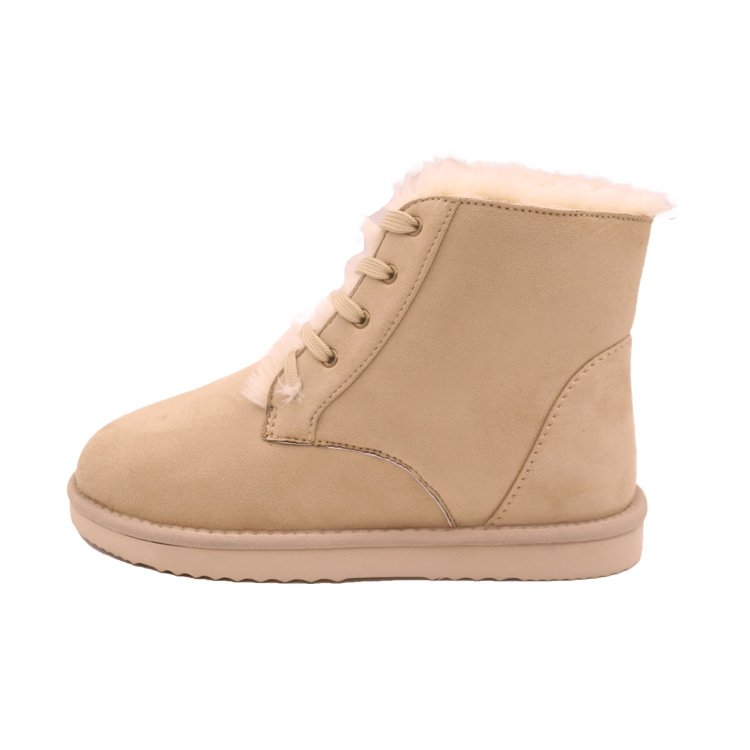 CF-065 Free Samples Lace Up Sand Color Manufacturer Chamois Leather And Fake Fur Men Winter Boots Shoes