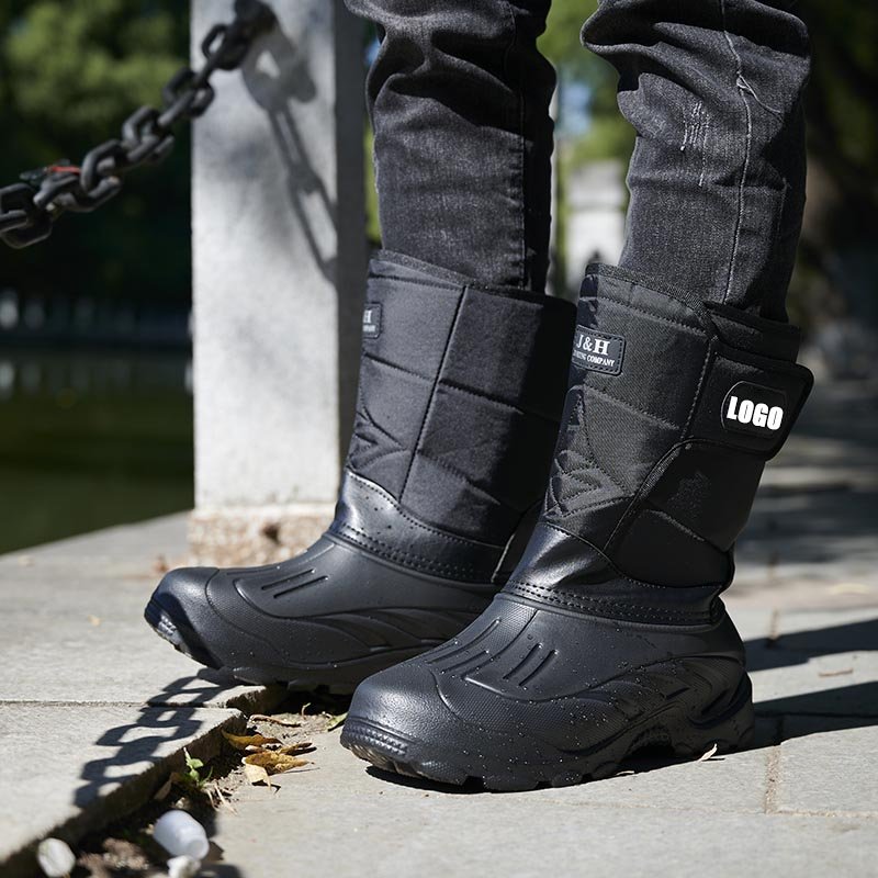 Custom Winter Outdoor Men Snow Boot Waterproof Non-slip And Warm High - Top Cotton Shoes With Plush Thickening Fishing Boots