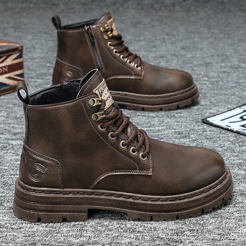 M03 Men's high Cut Boots Fashion Motorcycle Ankle Boots Men Lace Up Casual Boots