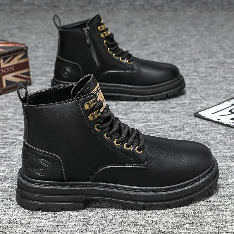 M03 Men's high Cut Boots Fashion Motorcycle Ankle Boots Men Lace Up Casual Boots