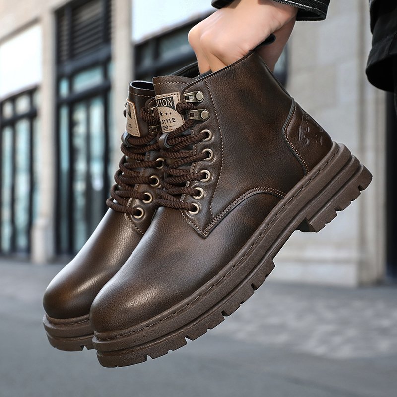 M03 Men's high Cut Boots Fashion Motorcycle Ankle Boots Men Lace Up Casual Boots