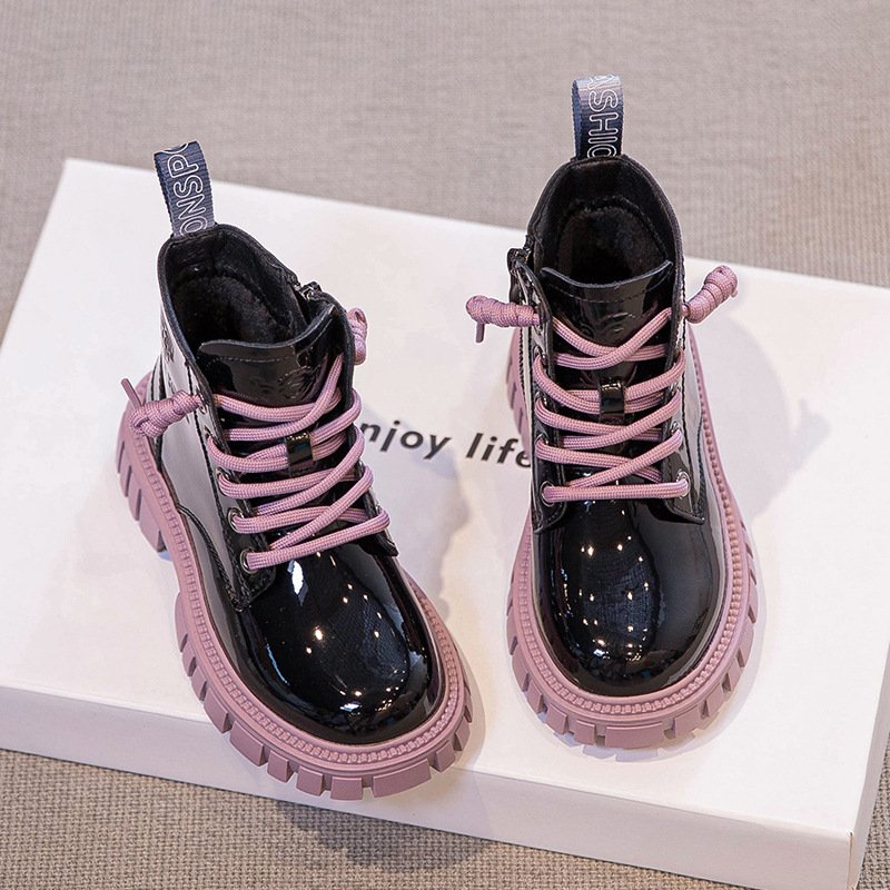 Fashion Pu Leather Boots Child Toddler Winter Warm Waterproof Ankle Boots