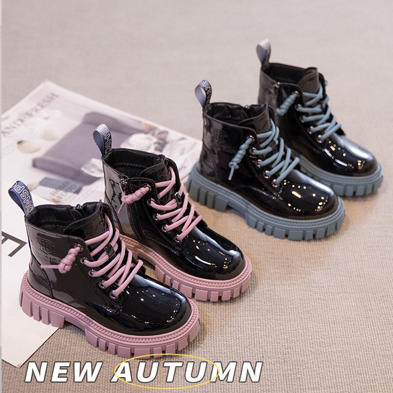 Fashion Pu Leather Boots Child Toddler Winter Warm Waterproof Ankle Boots