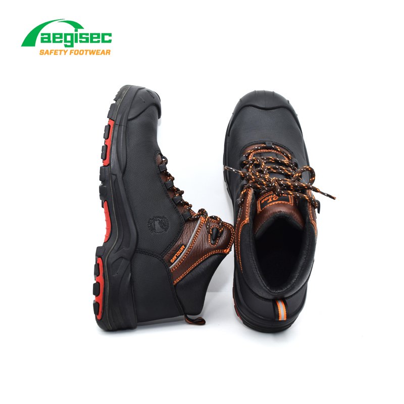 AEGISEC oil slip resistant safety shoes cow leather composite toe prevent puncture industrial working safety boots men