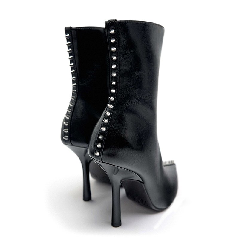 2023 Women's boots autumn and winter fashion pointed toe leather lady stiletto high heel shoes